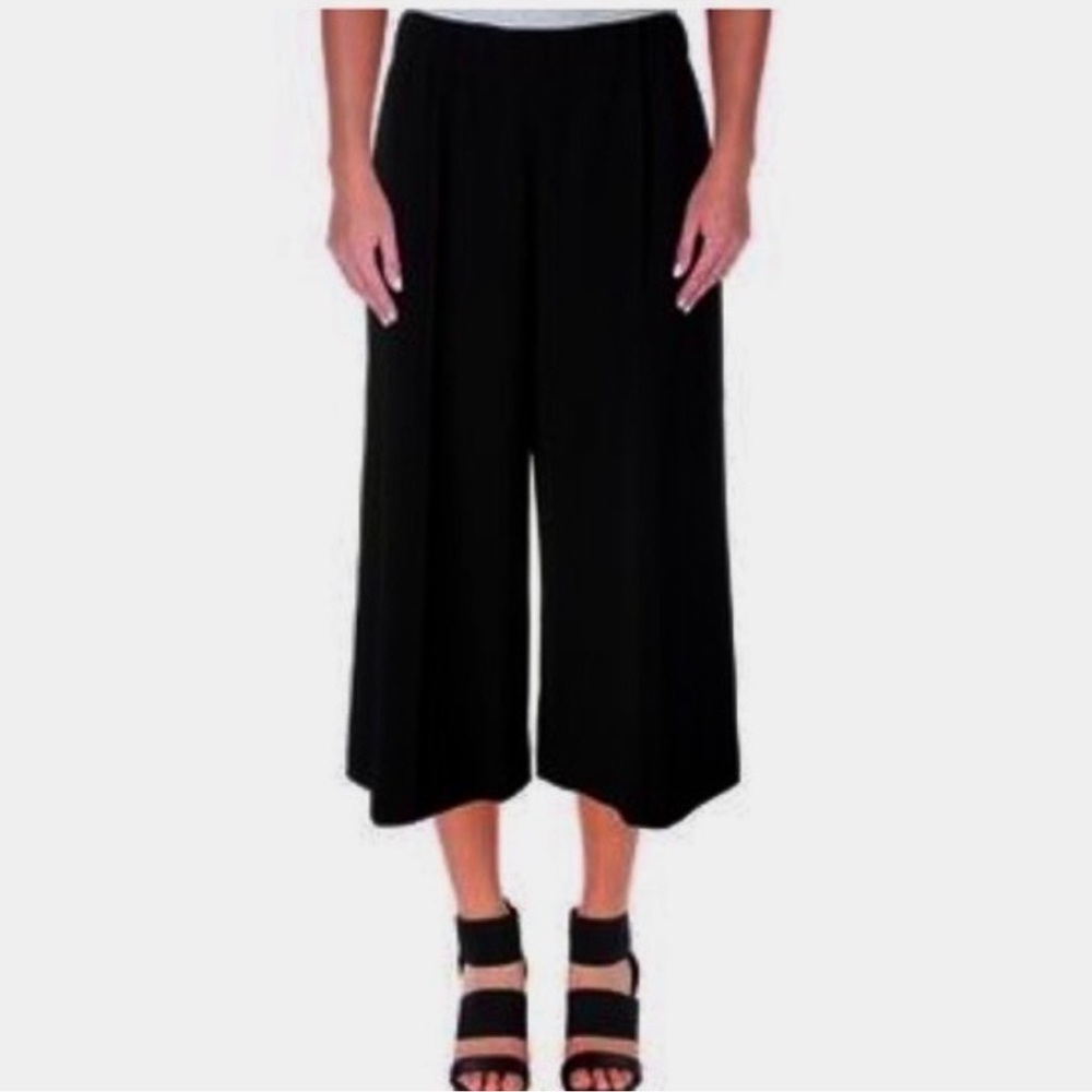 Lafayette 148 New York Black Wide Leg Cropped Culotte Pants Small